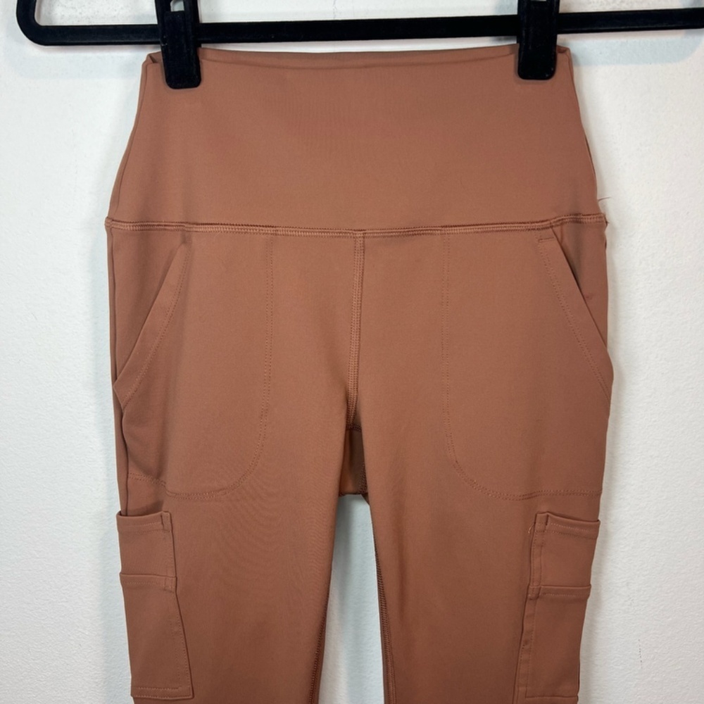 Avalanche High Waisted Cargo Legging Pants Brown Terracotta Pockets Hiking Small - Picture 2 of 14
